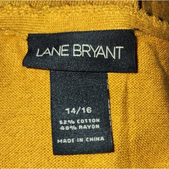 Lane Bryant Yellow Buttoned Sleeve V-Neck Sweater Plus Size 14/16 - Picture 6 of 7